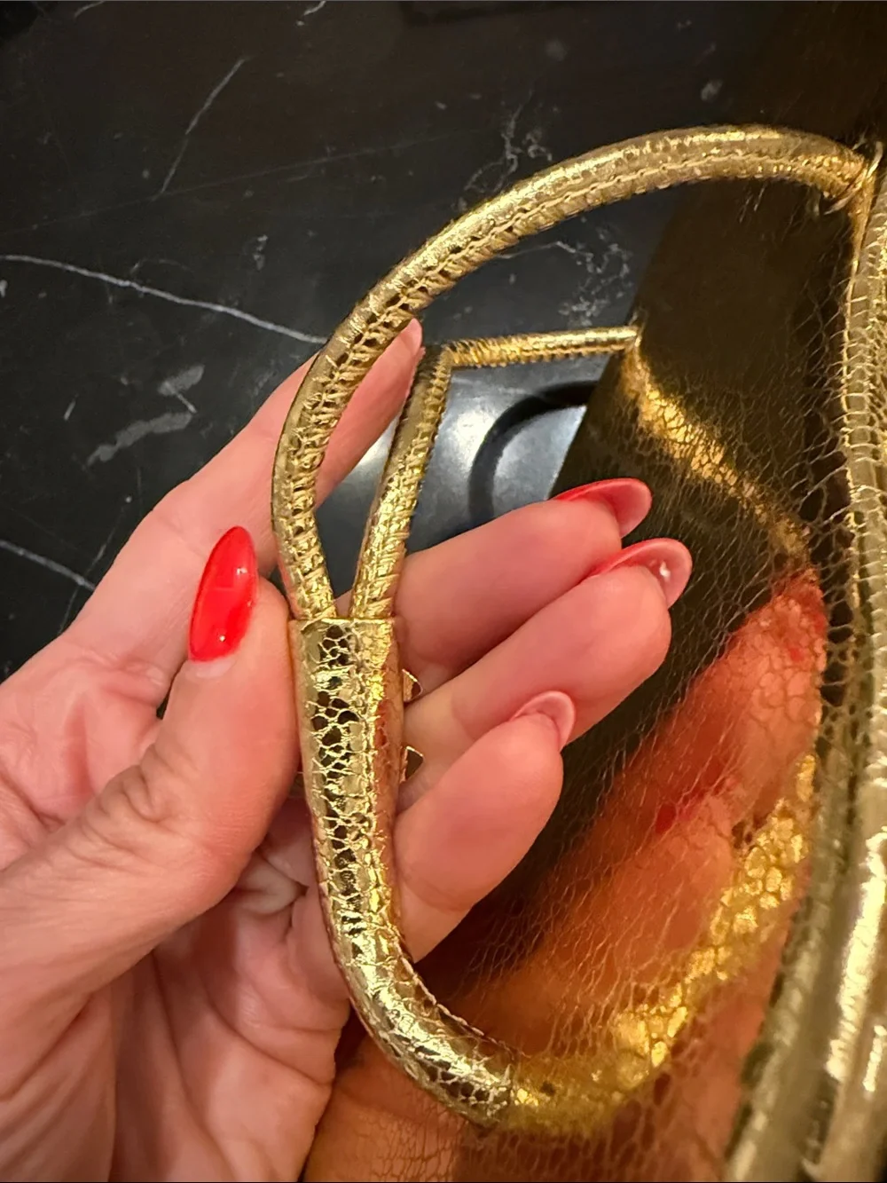 CHANEL Metallic Gold Leather Thong Sandals with Double CC Logo
